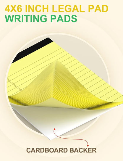 8 Pack Yellow Legal Pads 4x6 Note Pads Small Writing Pads 4x6 Narrow Ruled 80GSM Pads of Paper Yellow Pads College Ruled Legal Pad Lined Paper Pads Small Notepads for Work Memo Pads 30 Sheets per Pad