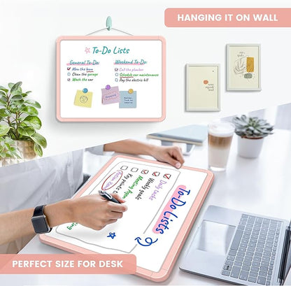 Small Double-Sided White Board Dry Erase Board For Wall, 14"x11" Hanging Whiteboard for Door, Mini Dry Erase Board with a black dry erase marker, Small Whiteboard for Kids Students, Back To School, Pk