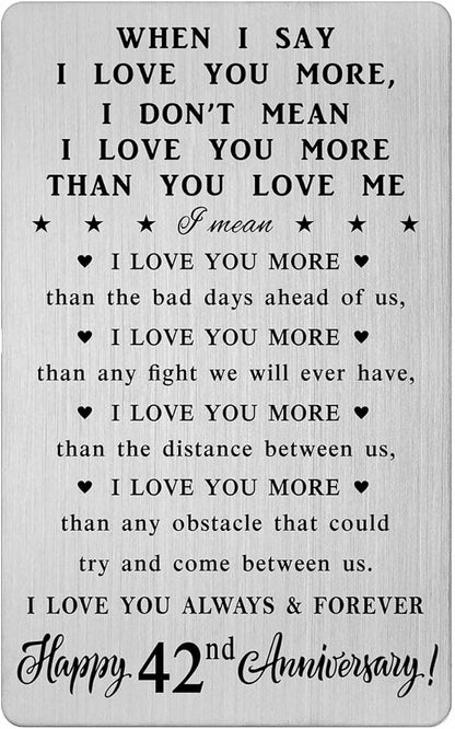 CPLJW 42 Year Anniversary Card Gifts for Women, 42nd Anniversary Romantic Gifts for Him, 42 Years Wedding Wallet Card Gift