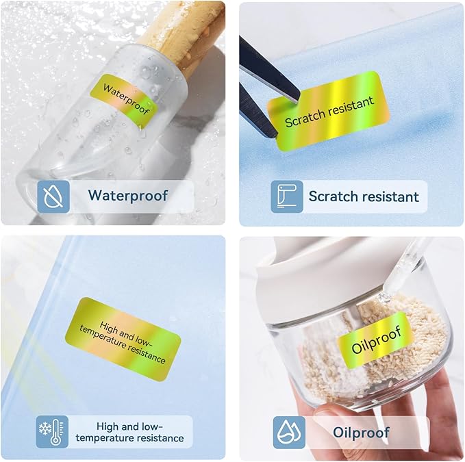 NIIMBOT Thermal Transfer Labels 0.55''x1.18'', Only for B18 Label Maker, PET Material, Waterproof and High-Temperature Resistance, Long Storage Time, Hologram Yellow(14x30mm-190)