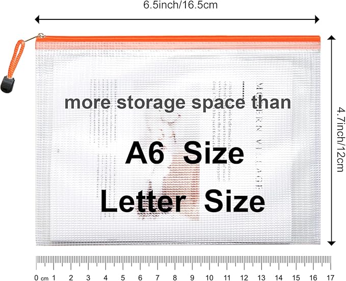 EOOUT 14pcs Mesh Zipper Pouch, A6 Size Zipper Bags, 6.5 x 4.7 Inches in 14 Colors for Travel Storage and Office Supplies Storage