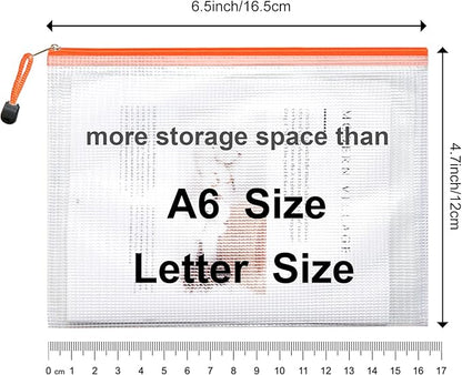 EOOUT 14pcs Mesh Zipper Pouch, A6 Size Zipper Bags, 6.5 x 4.7 Inches in 14 Colors for Travel Storage and Office Supplies Storage