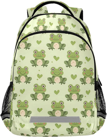 MNSRUU Laptop Backpack with Chest Strap, Frog School Backpack, Travel Hiking Backpack for Boys Girls Teen Adult, Rucksack, Knapsack