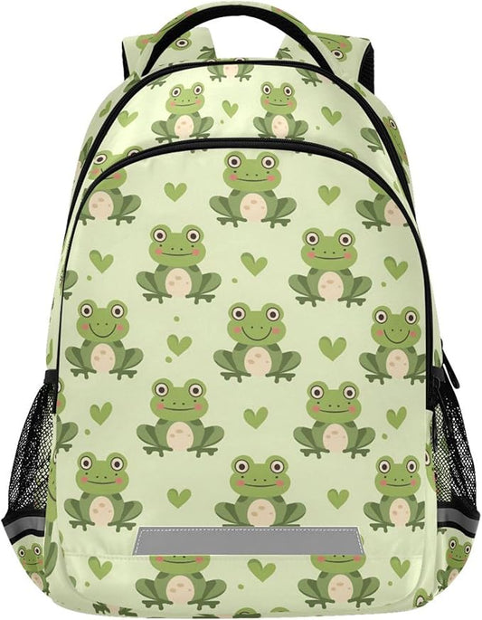 MNSRUU Laptop Backpack with Chest Strap, Frog School Backpack, Travel Hiking Backpack for Boys Girls Teen Adult, Rucksack, Knapsack
