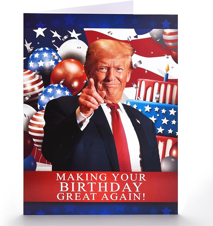 Funny Trump Birthday Card, Humor Donald Trump Happy Birthday Cards for Women Men, Trump Birthday Greeting Card for Husband Wife, Trump Birthday Gifts Cards for Her Him Fans Friends
