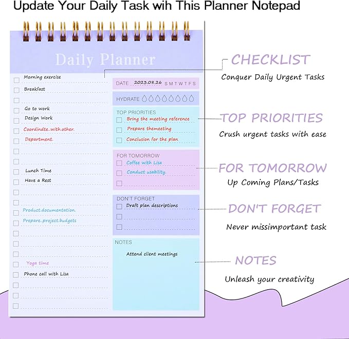 To Do List Notepad, 52 Sheets Undated Daily Planner 2024, 5.2"x7.8" To Do List Notebook, Do List Planner for Home School/Office Supplies