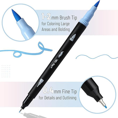 Mr. Pen- Dual Tip Brush Pens, 12 pcs, Morandi & Vintage, Adult Coloring Markers, Brush Tip Markers, Dual Tip Markers, Art Markers for Adults, Coloring Markers for Adults, Brush Markers