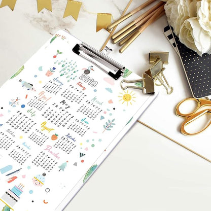 WAVEYU Clipboard, Cute Clipboard, Letter Size Decorative Clipboard Cactus Design with Low Profile Clip, Retractable Key Hole for Hanging Paperboard for Office School, Cactus (12.5"x9")