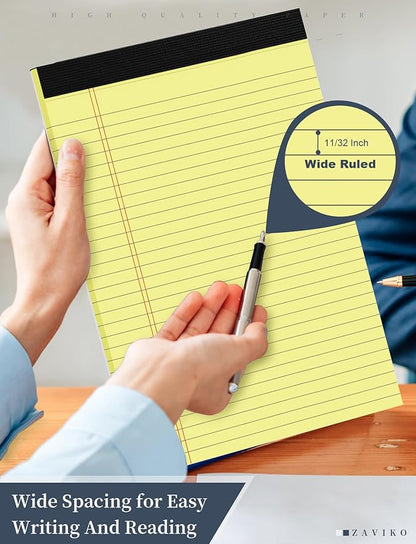 Legal Pads 8.5 x 11, 8 Pack, Yellow Paper Pads, Wide Ruled, Writing Pads 8-1/2" x 11", Micro Perforated, Premium Thick Paper, Yellow Notepads 8.5 x 11, Double Sided, Cardboard Backing, 30 Sheets/Pad