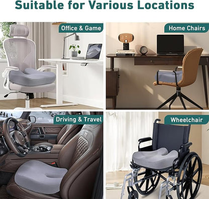 Seat Cushions for Office Chairs - Pressure Relief Seat Cushion - Car Seat Cushions for Pressure Relief, Tailbone Pain, Sciatica & Back Pain Relief for Office Chairs (Light Grey-U Shape)