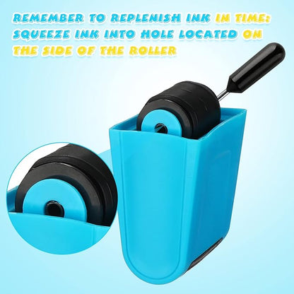 Sherr 2 Handwriting Line Stamp Roller Dashed Handwriting Lines Practice Roller Stamp for Kids, Teachers Kindergarten Education Classroom Back to School Need(2.72 x 2.44 x 1.54 Inch,Blue)