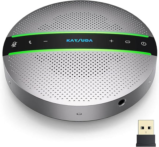 SP300 Bluetooth Speakerphone 360º Voice Pickup 6 AI Echo & Noise Canceling Microphones, 18H Call Time, Bluetooth 5.0/USB C/Dongle Compatible with Leading Platforms, Home Office