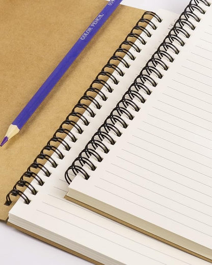 Spiral Notebooks A5 Lined 5Pcs College Ruled Journals Bulk Thick Paper for Work, Study, Notes Taking, Gifts 120 Pages/60 Sheets Kraft Brown