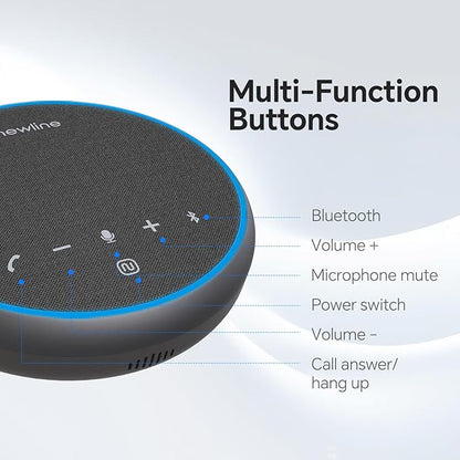 Bluetooth Speakerphone with 360° & 5 Meters (16 Feet) Voice Pickup for Work & Leisure, Pro AI Noise Reduction, High-Efficiency Full-Range Speaker, 12 Hours Battery Life