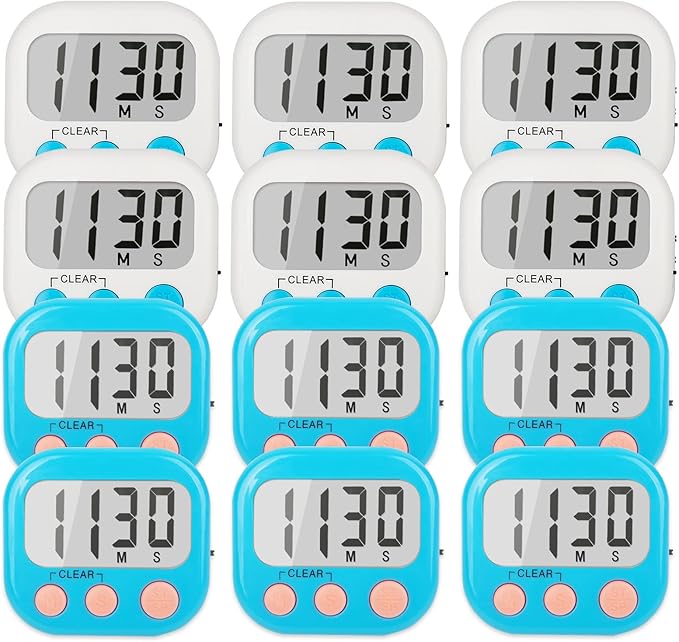 Classroom Timers for Teachers Kids Large Magnetic Digital Timer 12 Pack-Blue White