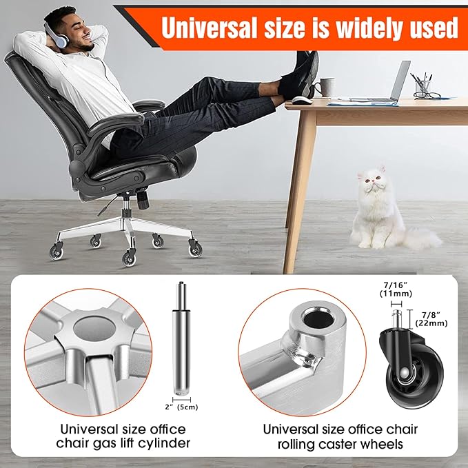 Office Chair Base Replacement (3300 lbs) - Heavy Duty Alloy Office Chair Base Replacement, Office Chair Reinforced Metal Legs, Universal Gas Cylinder and Caster Socket (Office Chair Base)