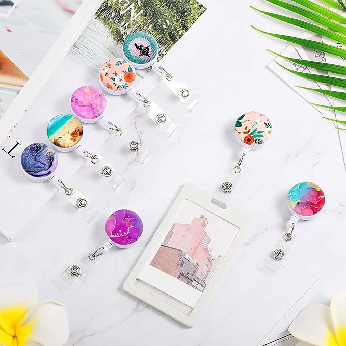 Retractable Badge Reel, Badge Holder with Alligator Clip, Cute Badge Clip on ID Name Card Holders for Nurse Doctor and Office (4Pack Turtle Beach)