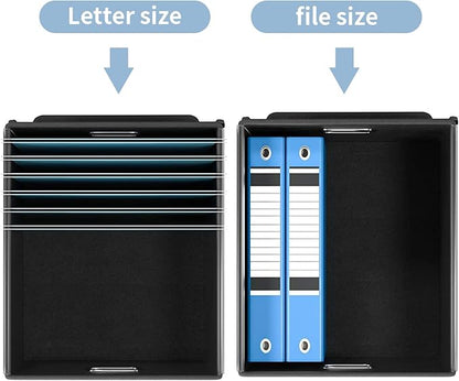 Huolewa Collapsible File Storage Organizer Box with Lid, Hanging File Folders Box Organizer with Plastic Slides, Decorative Home/Office Filing System Box for File and Folders Storage - Powderblue