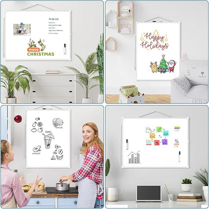 MaxGear White Board for Wall, 24" x 18" Double Sided Dry Erase Board, Magnetic White Board Hanging Whiteboard for Home, School, Office