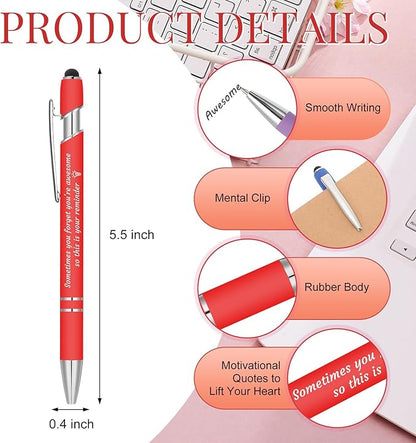 Colarr 48 Pcs Employee Appreciation Pen Ballpoint with Stylus Tip Pen 1.0 mm Black Ink Multicolor Smooth Motivational 2 in 1 Ballpoint Supplies for Coworker Thank You Gift (You're Awesome)