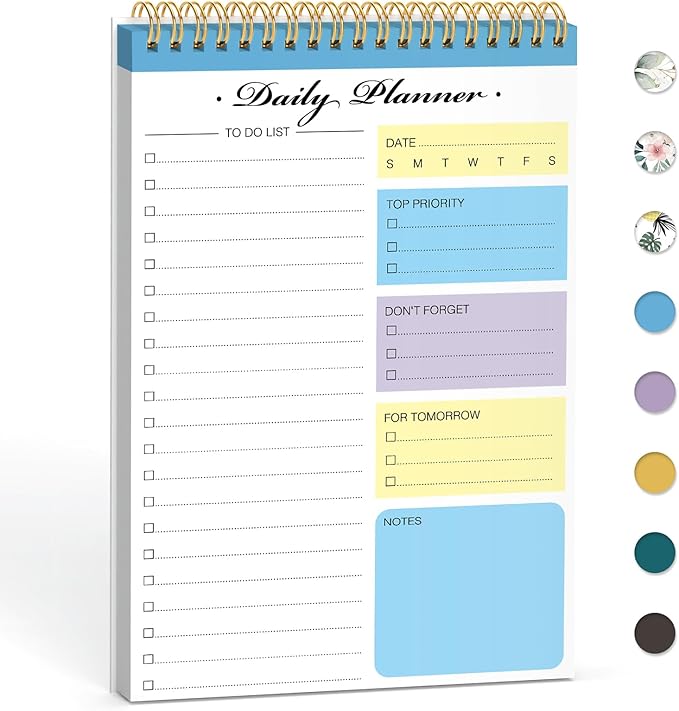 To Do List Notepad, To Do List Notebook for Work with 52 Undated Sheets, Daily To Do List Planner, Checklist Organizer Notebook for Office, Home and School- Blue