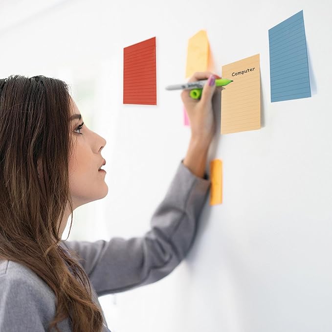 9 Pack Lined Sticky Notes 4X6 in Post Sticky Notes with Lines, 9 Aesthetic Vintage Sticky Note Large Neutral Ruled Post Sticky Super Sticking Power Pads, School Office Desk Accessories (Vintage)