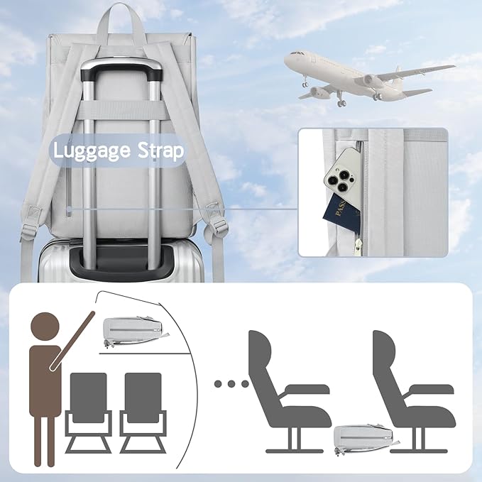 Laptop Backpack for Women, 15.6 Inch Expandable Wide Open Work Travel Backpack for Teacher Doctor, Airplane Approved College Bookbag,Anti Theft Water Resistant Daily Office Business Bag for Men