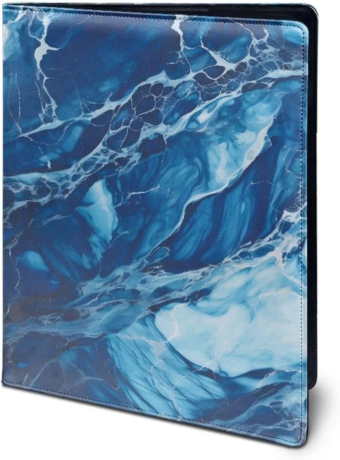 Cozeyat Blue Ocean Padfolio with Clipboard for Women Folders for School Aesthetic Portfolio Binder Organizer, A4 Business Interview Resume Folder