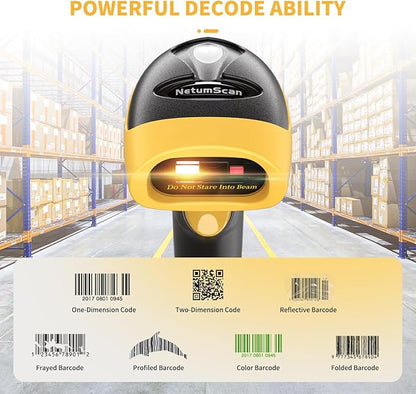 NetumScan Bluetooth QR Barcode Scanner, 3 in 1 Automatic Wireless 1D 2D Barcode Reader USB Image Code Scanner for Store, Warehouse POS, Computer, Tablet, iPad, iPhone, Android