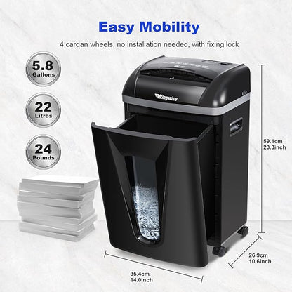 15-Sheet Paper Shredder with 58dB Quiet Operation, P4 Cross-Cut Security for Home Office, 15-Minute Run Time & 5.8-Gallon Bin – Shreds Credit Cards & CDs
