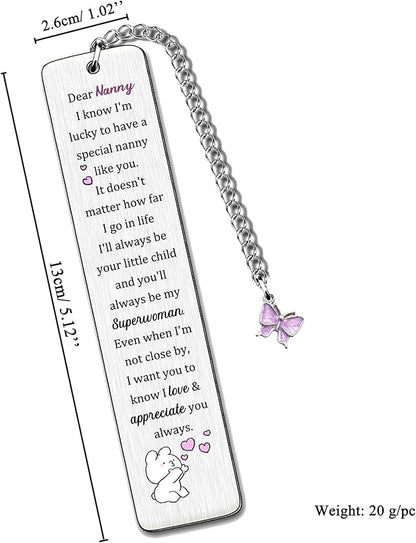 Nanny Bookmarks Mothers Day Gifts Bookmarker Nanny My Greatest Superwoman Birthday Present Retirement I Love Appreciate Keepsakes Christmas Thanksgiving Women Family Love Quotes Book Accessory Cute