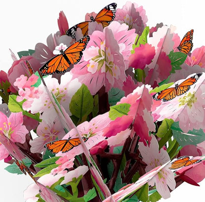 Lovepop Cherry Blossom & Butterfly Pop-Up Bouquet, 10.25 X 7.5”, Mother’s Day Paper Flower Bouquet, 3D Pop-up Paper Flower, Greeting Cards with Note Card