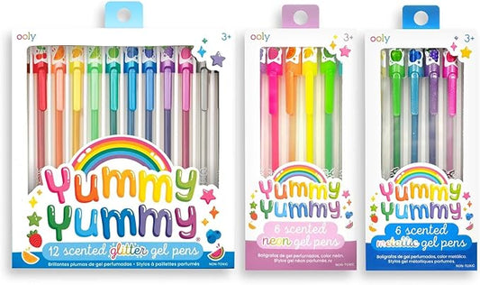 Ooly Yummy Yummy Scented Gel Pen Bundle of 24, Easter Activities for Kids, Includes 12 Glitter, Neon & 6 Metallic Gel Pens, Fun Pens for Kids School Supplies