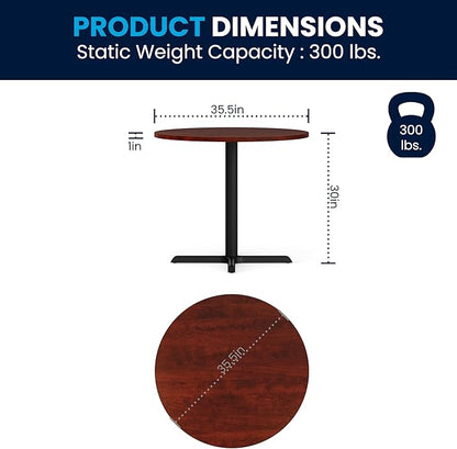 Flash Furniture Chapman 36" Round Multipurpose Conference Table, Business Meeting Table for Office and Conference Rooms, Cherry