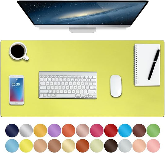 Boutilon Leather Desk Pad 30" x14",Non-Slip Mouse Pad,Office Desk Mat,Waterprooft PU Leather Desk Blotter,Desk Pad Protector,Desk Writing Pad for Home Office Decor (M-Lemon)