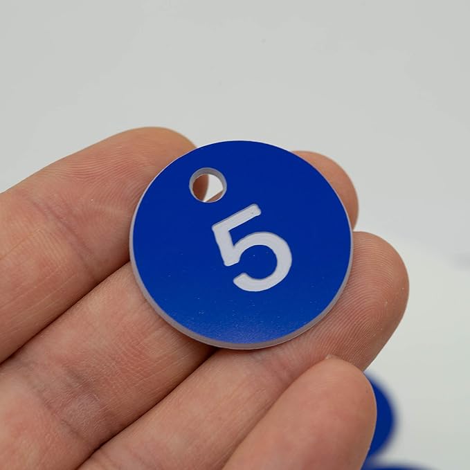 StayMax Plastic ID Number Tags Engraved Tags Key Tags Without Key Rings (1-50, Blue)