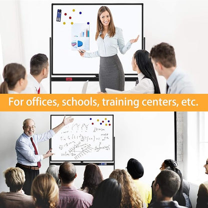 H-Qprobd 48"x36" Mobile Whiteboard Double-Sided Magnetic Dry Erase Board on Wheels - Comercial Rolling White Boards with Sturdy Stand for Home, Office & School