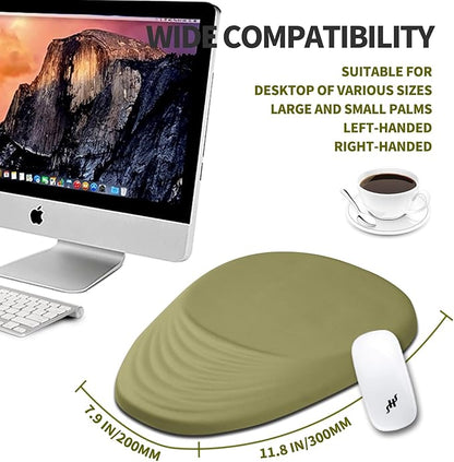 Hokafenle Ergonomic Mouse Pad Wrist Support, Terraced Slope Carpal Tunnel Wrist Pad for Mouse with Unibody Memory Foam, Wrist Rest Pain Relief Mousepad (Khaki Green, 11.8x7.9 in)