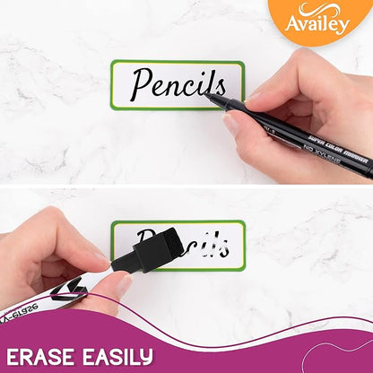 Availey 40 Pieces (3 x 2") - Colored Border Magnetic Dry Erase Labels - Reusable Strips for Classroom Home Office Garage - Refrigerator Blank Writable Erasable Cards - Name Tags Students Locker Shelf