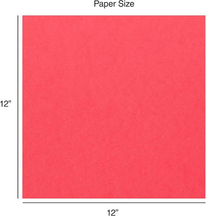 Cardstock 12 x 12 Paper Pack - 65lb Smooth Card Stock for Crafts, Cardmaking, Art Projects - 50 Square Scrapbook Sheets, 5 Assorted Colors - Double Sided with Solid Core, Primary