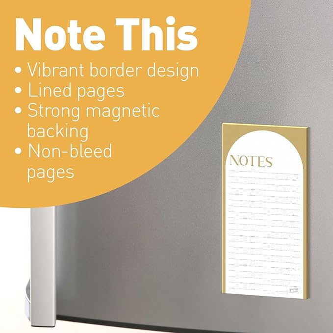 Sweetzer & Orange S&O Magnetic Notepads for Refrigerator 4 Pack, Sticky notes for Fridge Sets - Sticky Journals for Freezer - Magnetized memo sheets for cooler - 3.5” x 7”, 45 Pages