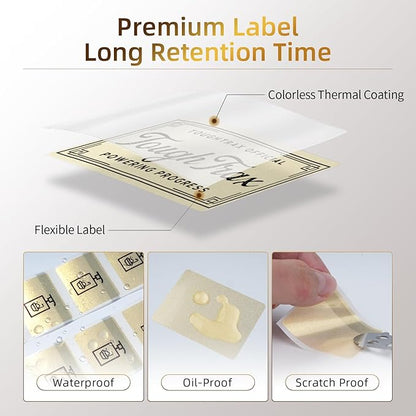Phomemo Transparent Thermal Labels for M110/M120/M220/M150/M250/M221 Label Maker, Self-Adhesive Thermal Label 1.57"x1.18"(40x30mm),230 Labels/Roll, for Barcode,Address, Name, Golden