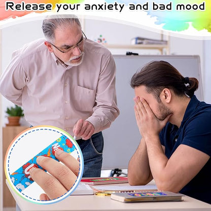 36 Pieces Anxiety Sensory Stickers Cute Fidget Textured Strips Toys Anti Stress Tactile Rough Sensory Calm Textured Strips Adhesives Anxiety Relief for Adults Teens Desk Classroom (Hero Style)