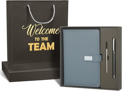 SaieGlossy New Employee Welcome to The Team Gift Sets Notebook and Pen Welcome to The Team Box Employee Appreciation Gift Sets for New Office Worker(Gray)