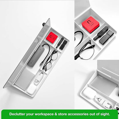 Wedge Desk Whiteboard Dry Erase Board, Glass Desktop Whiteboard with Storage - The Perfect Desk Board and Desk Buddy for Home, School and Office Accessories (White)