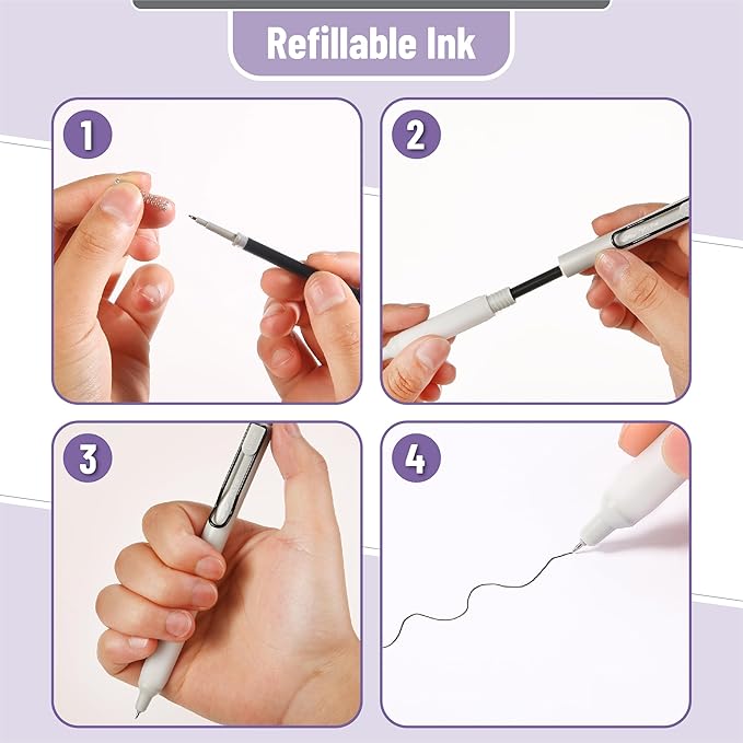 Mr. Pen- Retractable Gel Pens, 8 Pack, Black Ink Gel Pens, Pastel Barrels, Fast Dry, Gel Pens Fine Point 0.5mm, Retractable Pens, Cute Pens, Gel Ink Pens, Aesthetic Pens for Journaling Fine Tip Pens