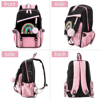 Teacher Backpack for Women, 16.5 Inch Laptop Backpack With USB Charging Port Large Capacity Travel Backpack,Waterproof Carry on Work Bags,Pink