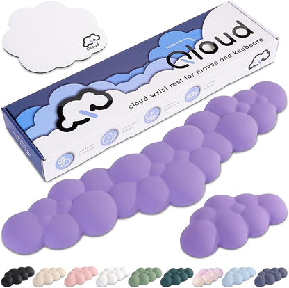 Qloud Cloud Wrist Rest Keyboard Wrist Rest for Computer Keyboard Pad, Cloud Keyboard Wrist Rest, Wrist Pad for Keyboard, Memory Foam, Non Slip Base, Comes with Mouse Pad - Lilac Purple