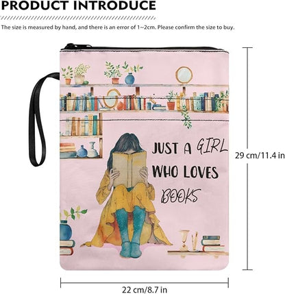 COEQINE 9x11 Book Covers for Paperbacks Pink,Just Girls Who Like Books Cute Cartoon Girls Print Teens Girls Book Protection Book Sleeves with Pen Sleeves