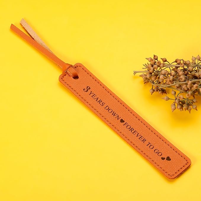 Leather Bookmark 3rd Wedding Anniversary, 3 Year Anniversary Wedding Gifts for Women Men Valentines Day Christmas Birthday Gifts 3 Years as Husband & Wife Gift for Her Him Couple 3 Years of Marriage